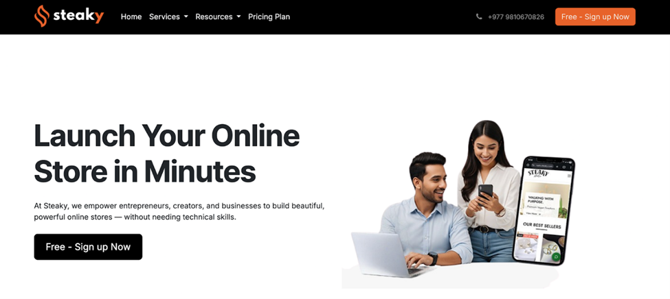 Visit steaky.in and click Sign Up