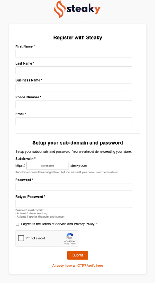 Fill email and password